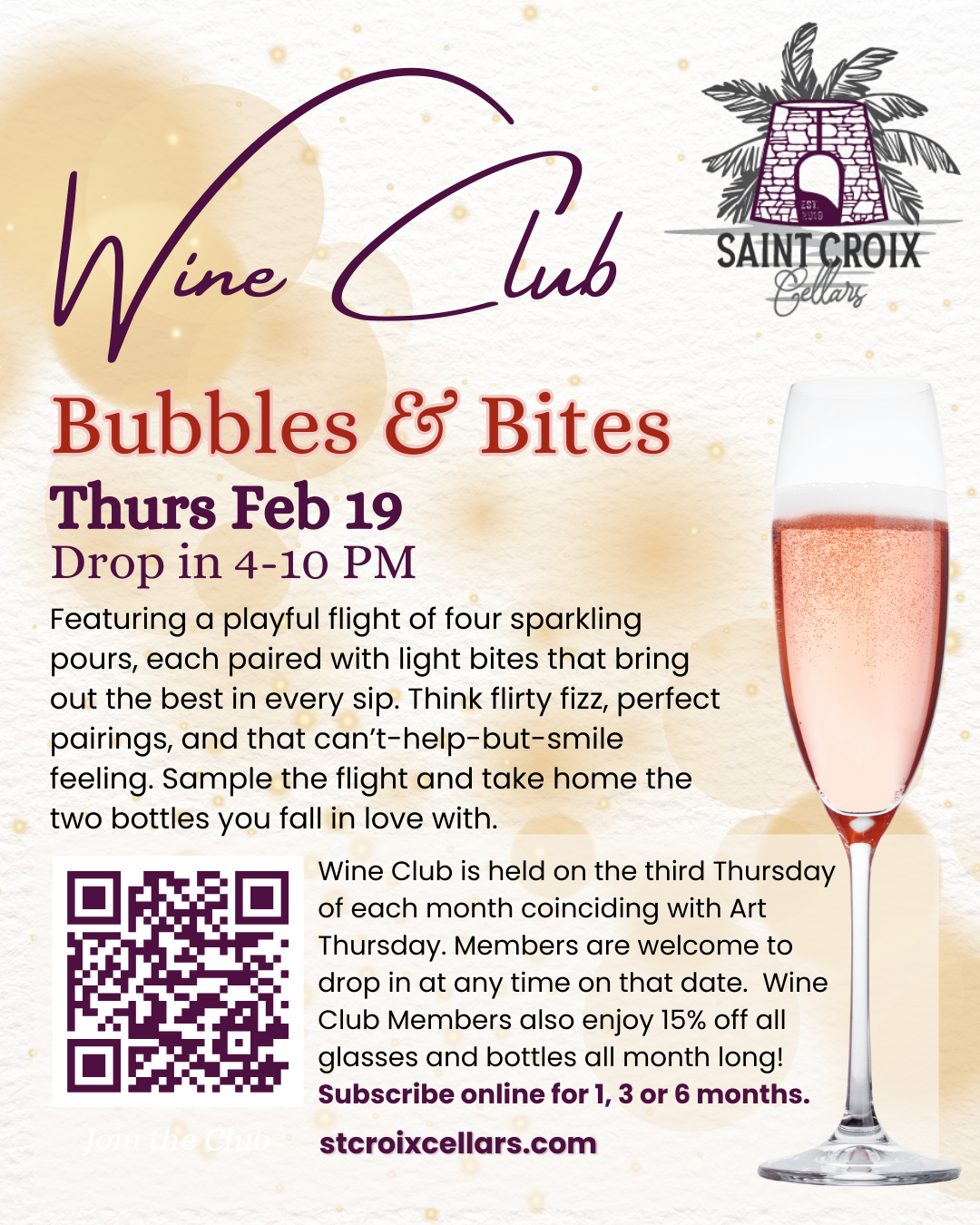 Feb 19 Wine Club Bubbles and Bites