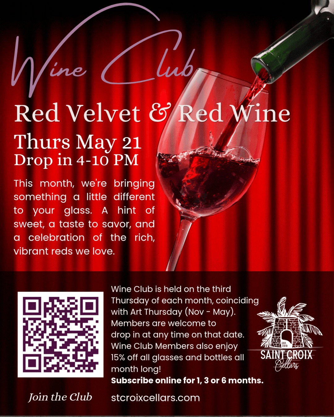 May 21 Wine Club Red Velvet & Red Wine